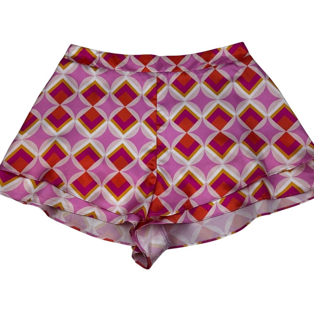 Sincerely Ours Geo Diamond Print Colorful Layered Flutter Shorts Women's Size M